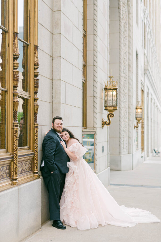 plus size couple at historic building in downtown tulsa